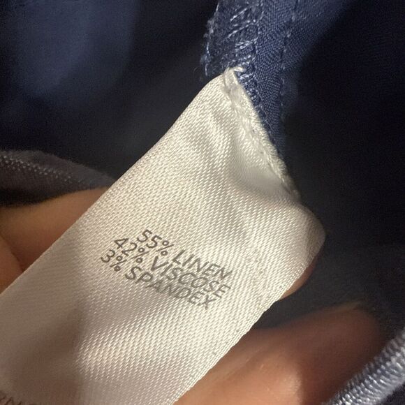 J.Jill Linen Stretch Pull-On Elastic Waist Cropped Pants Small Blue‎ Coastal - Picture 4 of 7